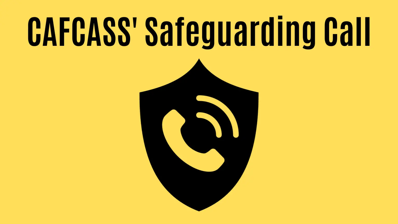 Cafcass call: Shield with telephone handle graphic, symbolizing protected communication and support for fathers.
