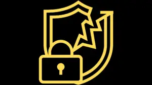 What Counts as a Breach of a Non-Molestation Order. Icon of a padlock in front of a cracked shield, symbolizing the breach of a protective non-molestation order.