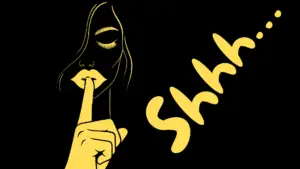 Ex Parte' Non-Molestation Order Icon of a woman with a finger to her lips gesturing 'Shhh', symbolizing the need to stay silent and not breach a non-molestation order