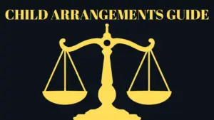 Child Arrangements Orders. Gold scales of justice icon symbolizing the family court process for a child arrangements guide, relevant to Cafcass and fathers' rights.